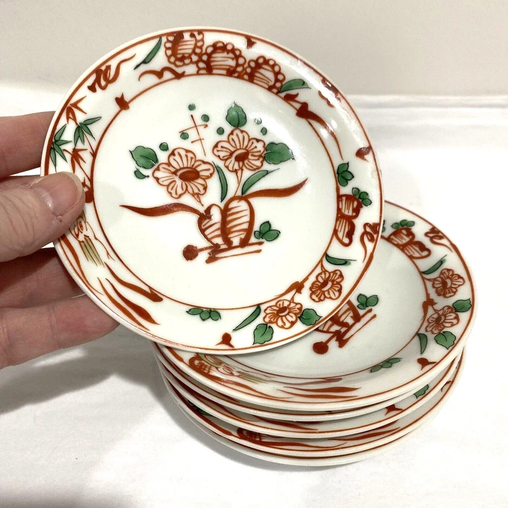 Asian porcelain berry bowls (6) floral motif retro cottage core shallow bowl